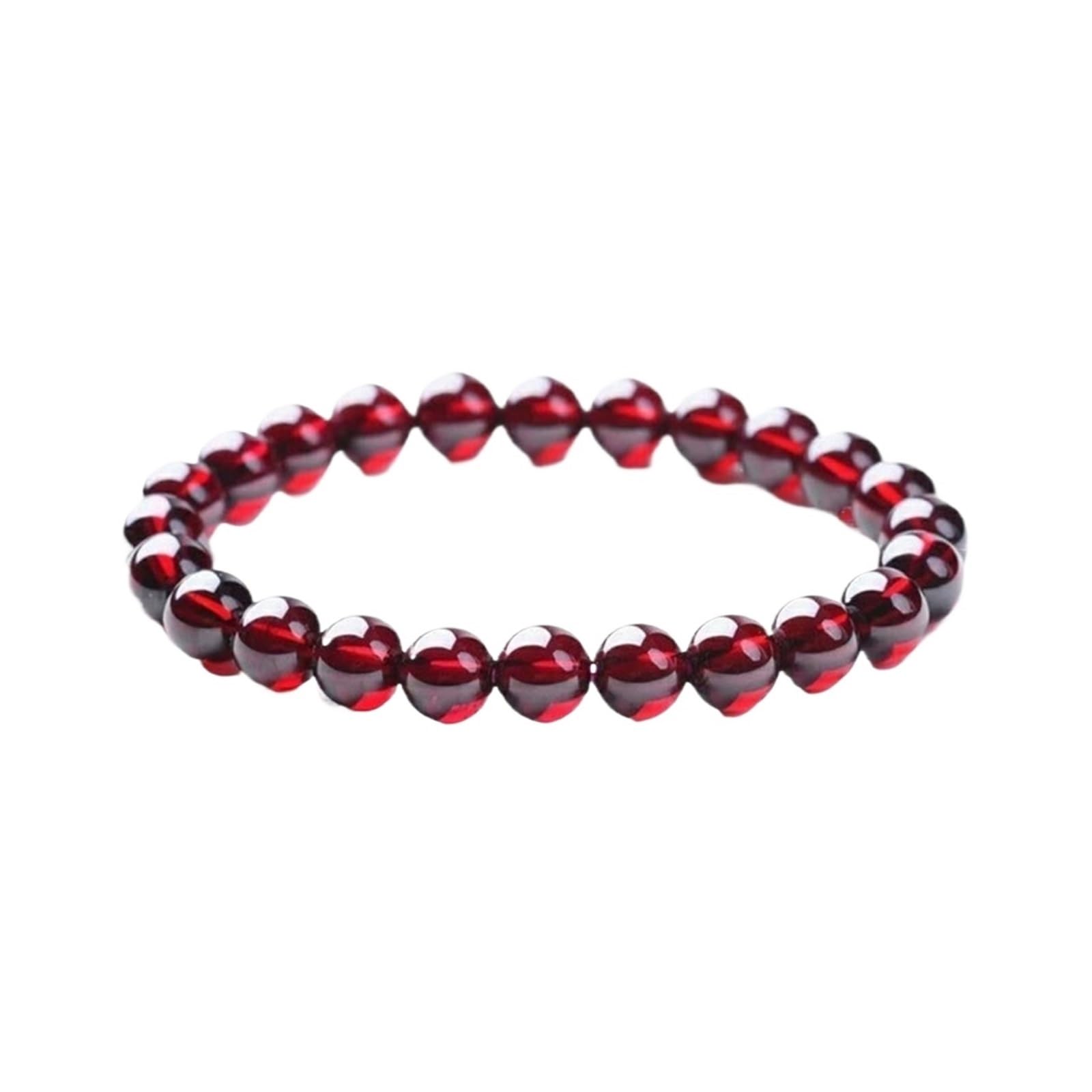 Generico Bracciale con granato rosso naturale Donna Uomo Perline trasparenti elasticizzate Perlina di cristallo rotonda AAAAAA