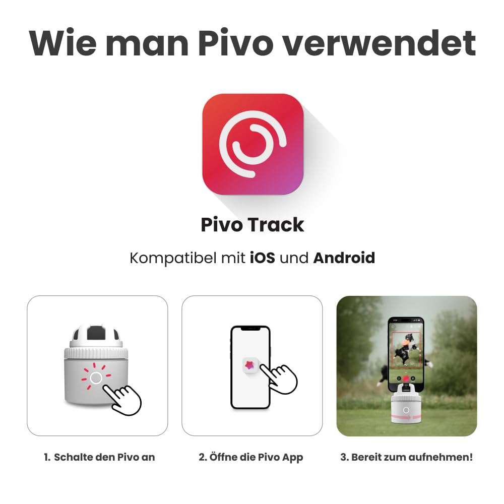 Pivo Equestrian Pod Automatische Pferde-, Gesichts- und Körperverfolgung, KI-gesteuerter 360° Handyhalterung, Pferde zum Reiter, Auto-Zoom, freihändige Foto- und Videoaufnahme Standalone (White)
