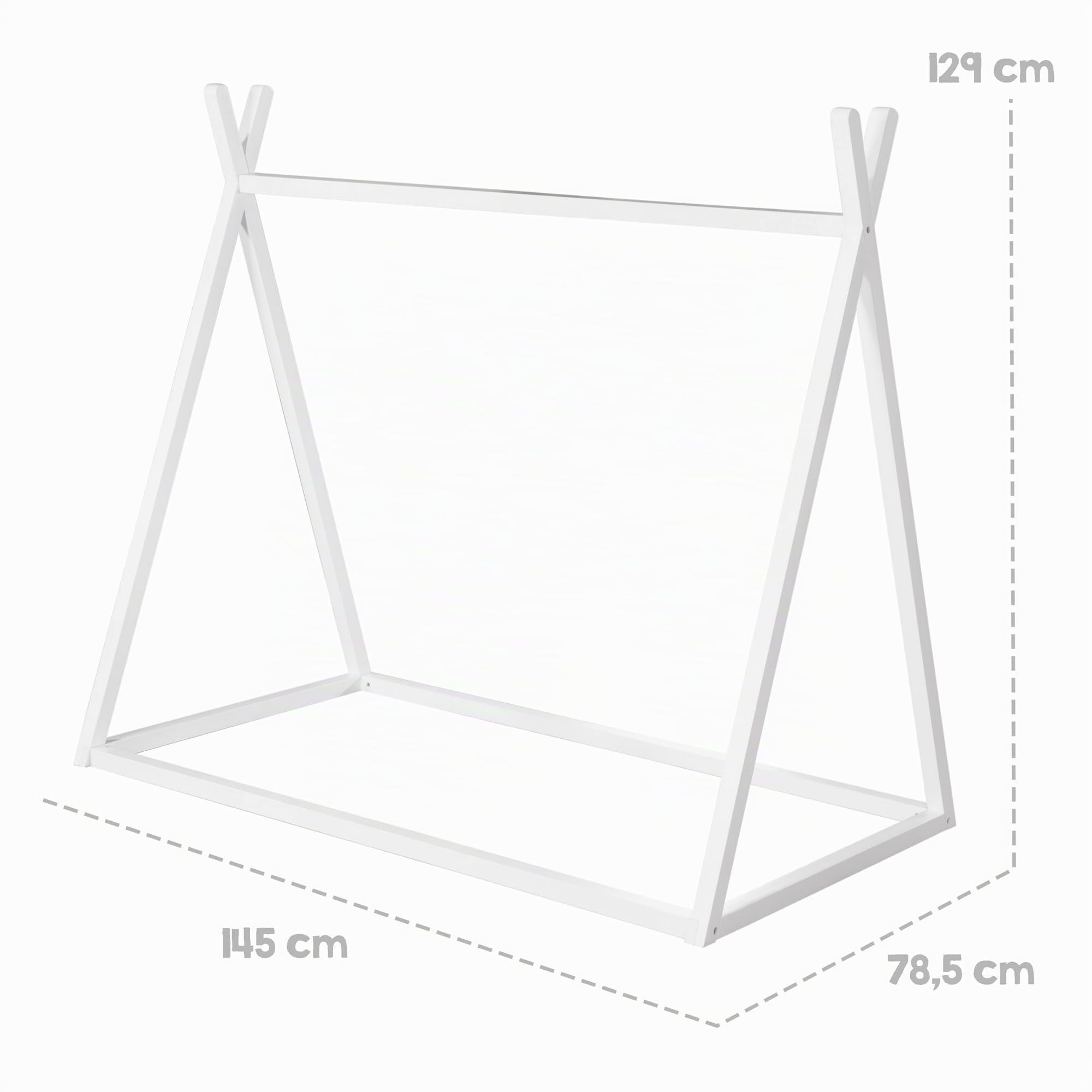 Roba Tipi 70 x 140 cm pour Enfant en Bois Massif Certifié FSC - Lit Montessori au Sol - Tente Indien - Cadre de Lit Cabane pour Fille et Garçon - Dès 12 Mois - Laqué Blanc