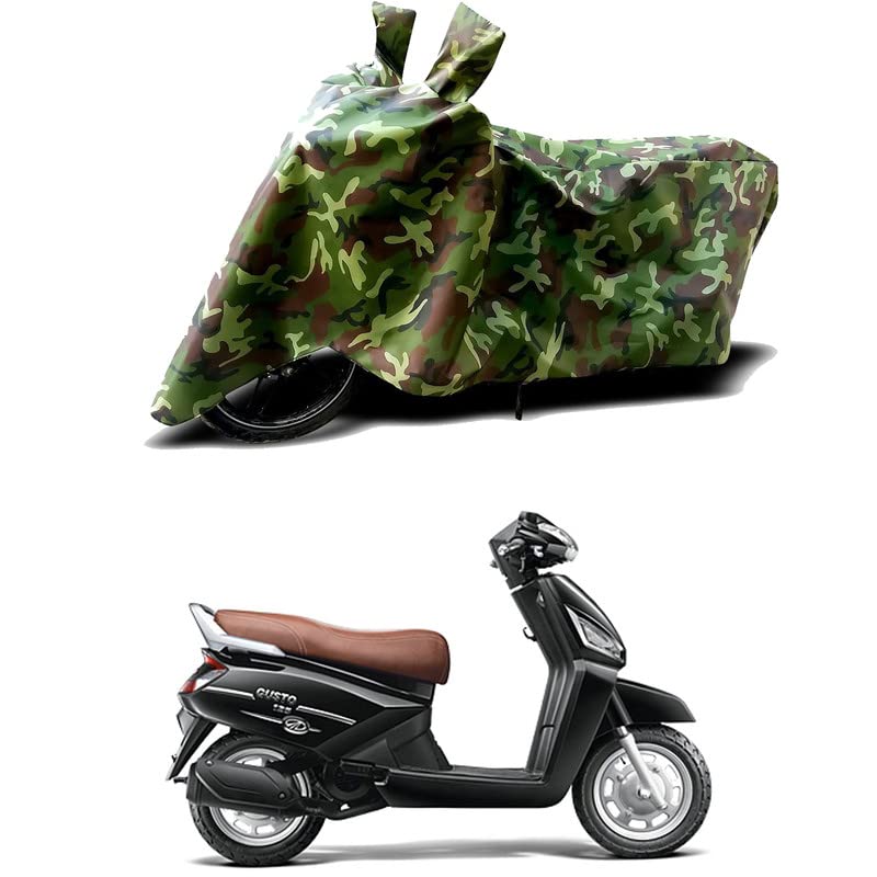 Image of 100% Water Resistant Bike Scooty Two Wheeler Body Cover Compatible for Mahindra Gusto 125 /UV-Rays /Heat Protection /Birds Dropping /Scratchproof /Dust Proof /Waterproof /All Varient[Green MJ]