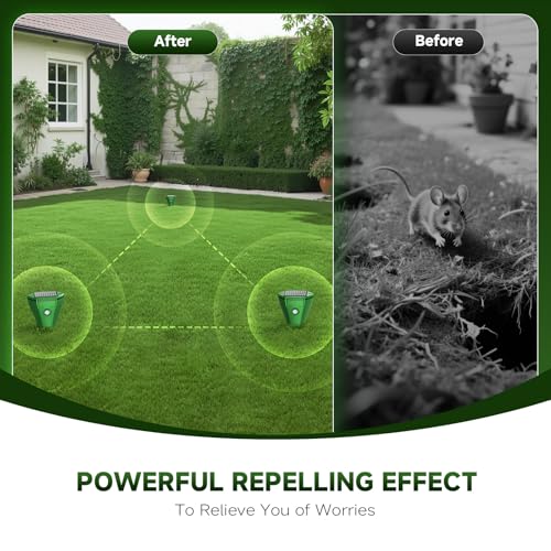 IRIPLEZO Maulwurf Vertreiber, Maulwurfschreck, 4 Stück Katzenschreck, Ultraschall Solar Tiervertreiber für Garten mit Solarbetrieb, Stoppen von Katzen, Ratten, Hunde, Vögel, Füchse und Andere