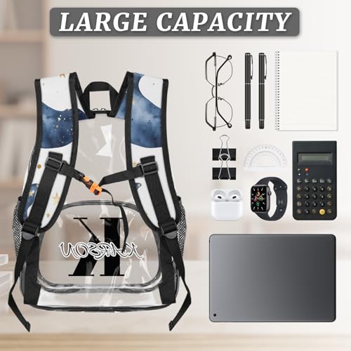 Personalized Large Clear Backpack Stadium Approved Heavy Duty PVC Plastic Custom Whale Transparent Backpacks See Through Bag with Name, Ocean Cute Fish Animal3