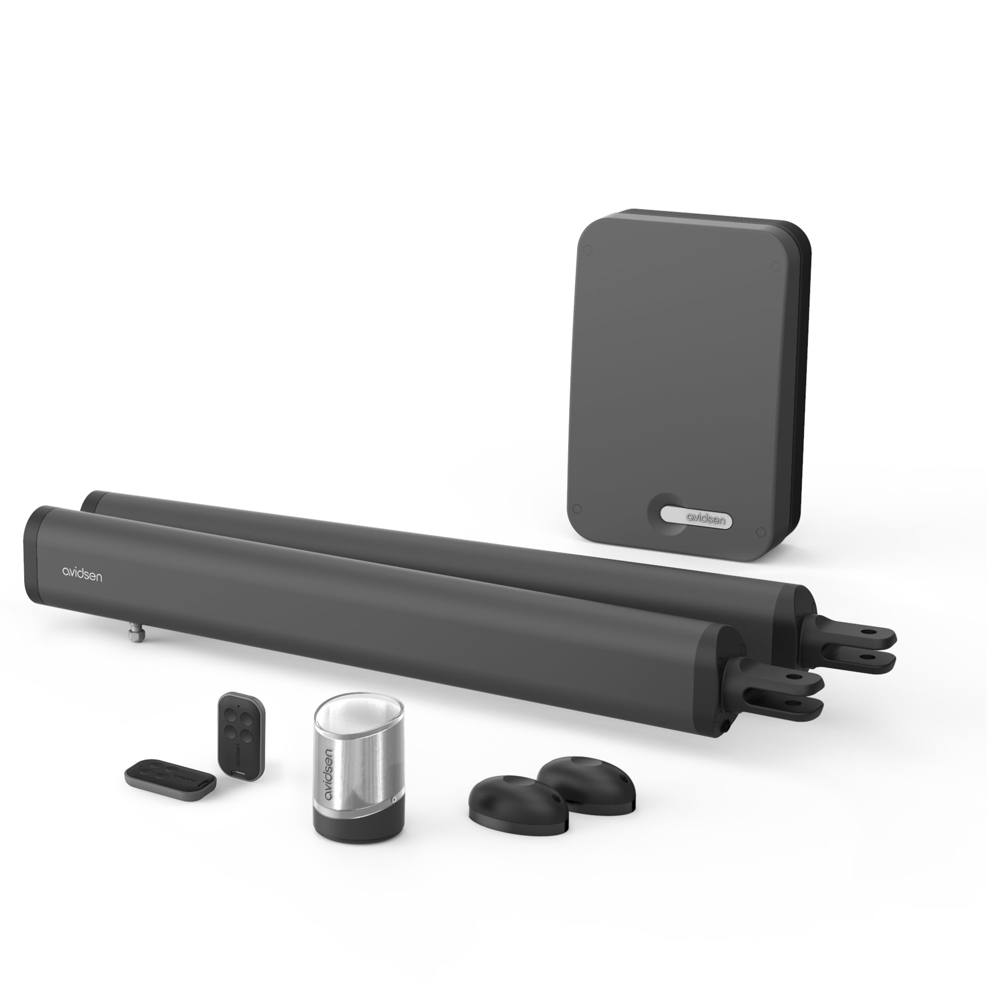 Avidsen Motorisation à vérins pour portail battants-​Teha connect-​avec feux clignotant-​deux telecommandes et photocellules-​portail ajouré ou semi ajouré jusqu'a 3.5m et 300kg, Compatible Wifi, Noir