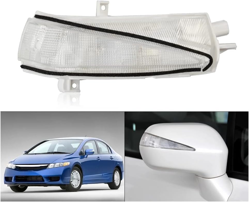 Rear View LED Side Mirror Turn Signal Passenger Side, Car Rearview Mirror Side Marker Light, Compatible with Honda Civic Hybrid 2006-2011 8th Geneion, Right Side