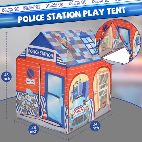 Kids Play Tent, Tent Playhouse, Toddler Boy Toys Outdoor Playhouse 2 Year Old Boy Birthday Gift, Police Station