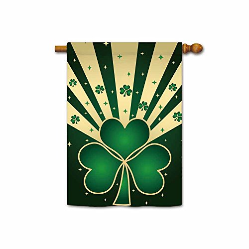 Kafepross St. Patrick's Day Decortive House Flag Celebration With Green Shamrocks Lucky Clover 28 X 40 Inch Double Side Print #TOP4