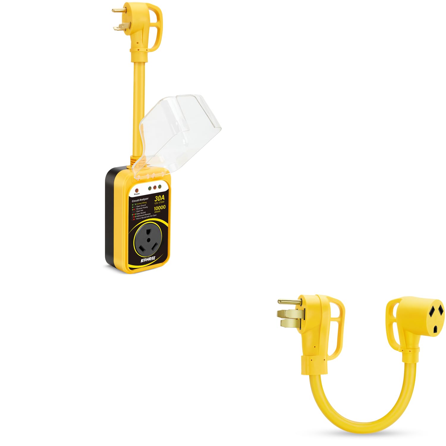 Kohree 30 Amp RV Surge Protector + 50 Amp to 30 Amp RV Adapter Cord