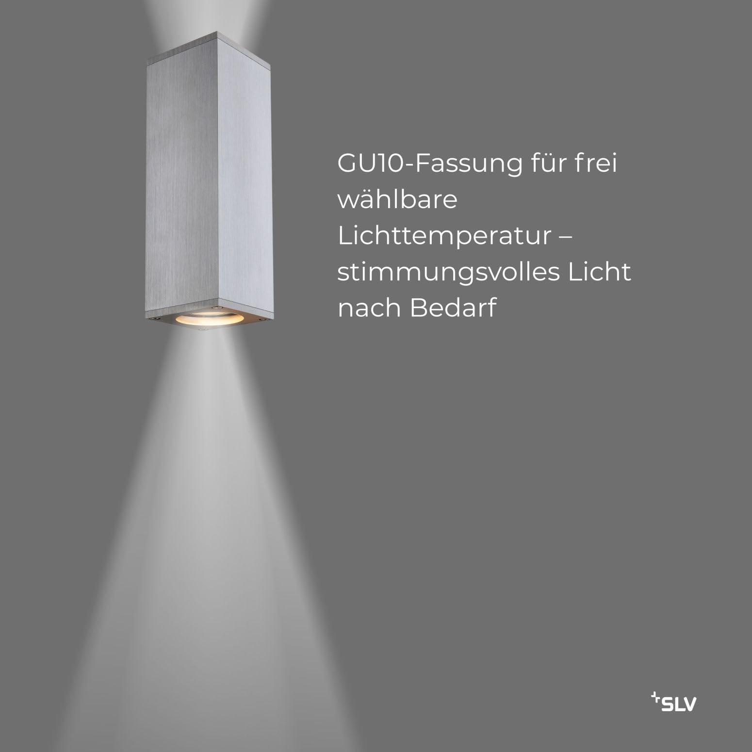 Theo Up & Down Outdoor Wandleuchte GU10 Aluminium-gebürstet IP44 max. 2x50W