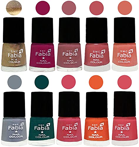 Image of ALL IN ONE (PACK OF 10), Long Lasting Glossy Nail Polish, 6 ml Each, All Vibrant Colours,01934