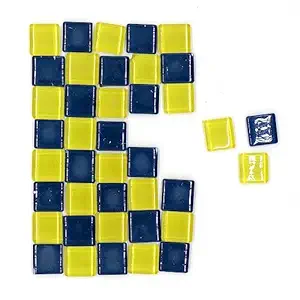 Sweven Art Mosaic Tiles, 15x15mm Square, 4mm Thick, Prussian Blue Blue & Yellow (Pack of 200Gms)