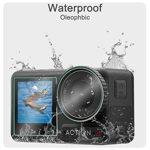 FiTSTILL [9 peças] Película protetora de tela de vidro temperado para câmera DJI OSMO Action 4 + 3 p
