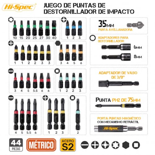 Puntas de destornillador 11 puntas de destornillador marca Hi-Spec (2)
