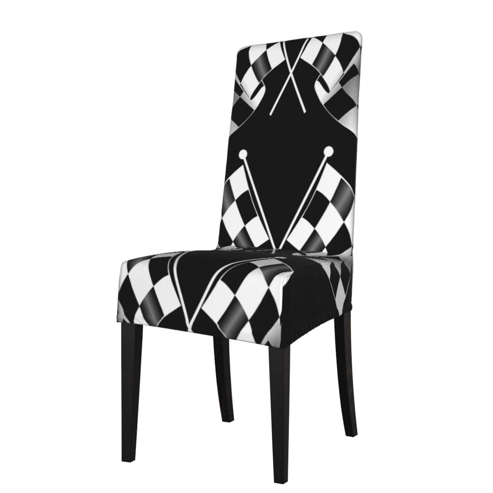 YYHWHJDE Black White Formula Checkered Flags Pattern Prints Protection Cover for Dining Chair – Stretchable Slipcovers for a Refreshing Dining Room Makeover