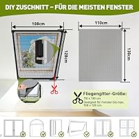 MLEJU Fliegengitter Fenster Magnet, zuschneidbar bis 110 x 130 cm Schwarz – Ansicht 6
