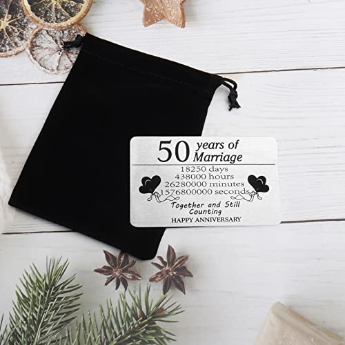 ZHSHWAT 50Year Wedding Anniversary Insert Card Gifts, Stainless Steel Wallet Insert Card for Husband Boyfriend Wife Girlfriend Parents Anniversary Valentines Mothers Day Gifts2