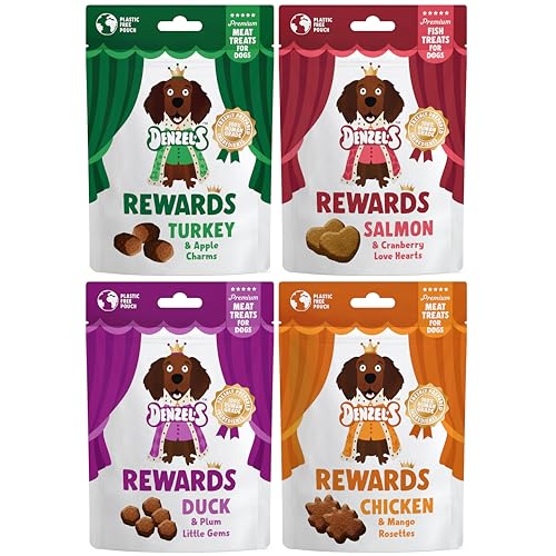 Denzels Rewards Natural Dog Treats - High Value Training Treats - Variety Pack (Pack of 4)