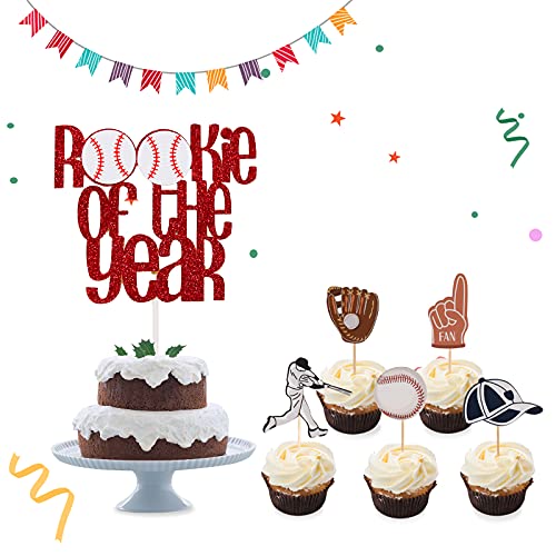 Baseball Happy Birthday Cake Topper, Baseball Cupcake Topper,Rookie Of The Year Sports Theme Party Decoration Supplies Mlb Baseball Themed Happy Birthday Cake Topper Party Decorations For Kids 21Pcs #TOP1