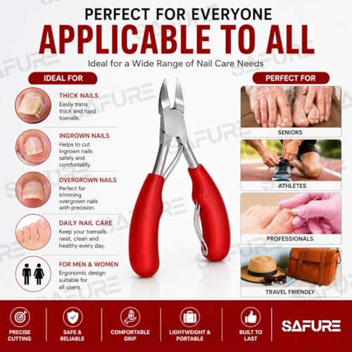 Image of Toe Nail Clipper, Professional Thick & Ingrown Toenail Correction Tool, Pedicure Clippers Toe Nail Cutter for Men & Women, Super Sharp Curved Blade Grooming Tool | Multipurpose