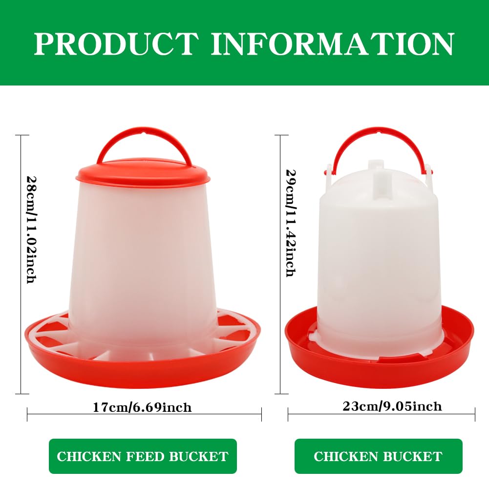Abbeveratoio e mangiatoia per pollame, in plastica, da appendere, automatico, per galline, pulcini, anatre, quaglie (abbeveratoio da 3 litri e alimentatore da 3 kg)