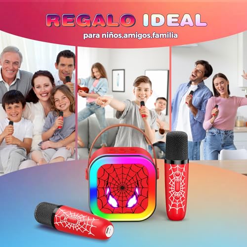 Miniatura 7 de Braxel Karaoke 2 Microfonos Inalambricos, Spider Juguetes Niños 3-12 Años Regalo Navidad Karaoke Infantil Regalo Niño 3-12 Años Micrófono Karaoke Niños Juguete Niña Microfono Inalambrico Karaoke