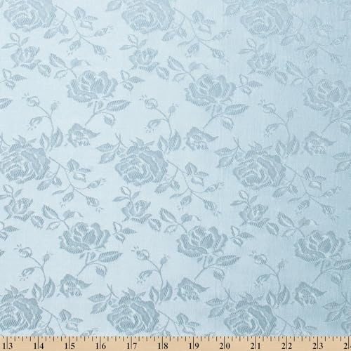 Luxurious Light Blue Rose Jacquard Satin Fabric – Mediumweight Polyester for Sewing, Apparel, and Home Décor (59/60 Inch, Sold by the Yard) 4 Luxurious Light Blue Rose Jacquard Satin Fabric – Mediumweight Polyester for Sewing, Apparel, and Home Décor (59/60 Inch, Sold by the Yard) - Image 3