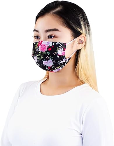 Miniatura 3 de Everydayspecial Máscara de seguridad desechable de 3 capas de protección facial para adultos, 50 unidades (flor de peonía)