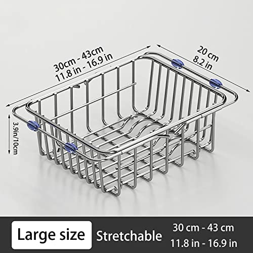Peakxcan Retractable Stainless Steel Kitchen Draining Rack, Sink Draining Basket, Fruit And Dish Rack, Dish Washing Basket, Draining Bowl Rack #TOP2