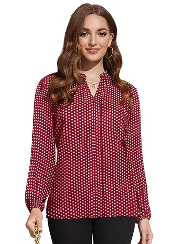 Image of KERI PERRY Women's Maroon Muslin Polka Dot Straight Western Top | Winter Top | Western Top | Top for Women | Women Top | Trendy Women Top