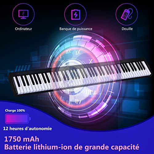 GOPLUS Clavier Électronique de 88 touches/128 timbres/128 rythmes/bluetooth, Piano Numérique Transportable avec Pédales… - Les Beatles, Paul McCartney, John Lennon, RIngo Starr, George Harrison GOPLUS Clavier Électronique de 88 touches/128 timbres/128 rythmes/bluetooth, Piano Numérique Transportable avec Pédales… – Image 4