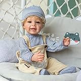 Reborn Puppen Junge: Diese Kleinkind junge puppe ist von Kopf bis Fuß ca. 22 Zoll groß, ie besteht aus Ganzkörper-Silikonvinyl mit Geschlechtsteil, sie ist wasserdicht und kann gewaschen werden.