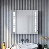 Photo Gallery sonni mobiletto bagno con specchio con illuminazione, armadietto a specchio antiappannamento e presa di corrente, mobile specchio bagno con interruttore a sfioramento 60 x 65 cm