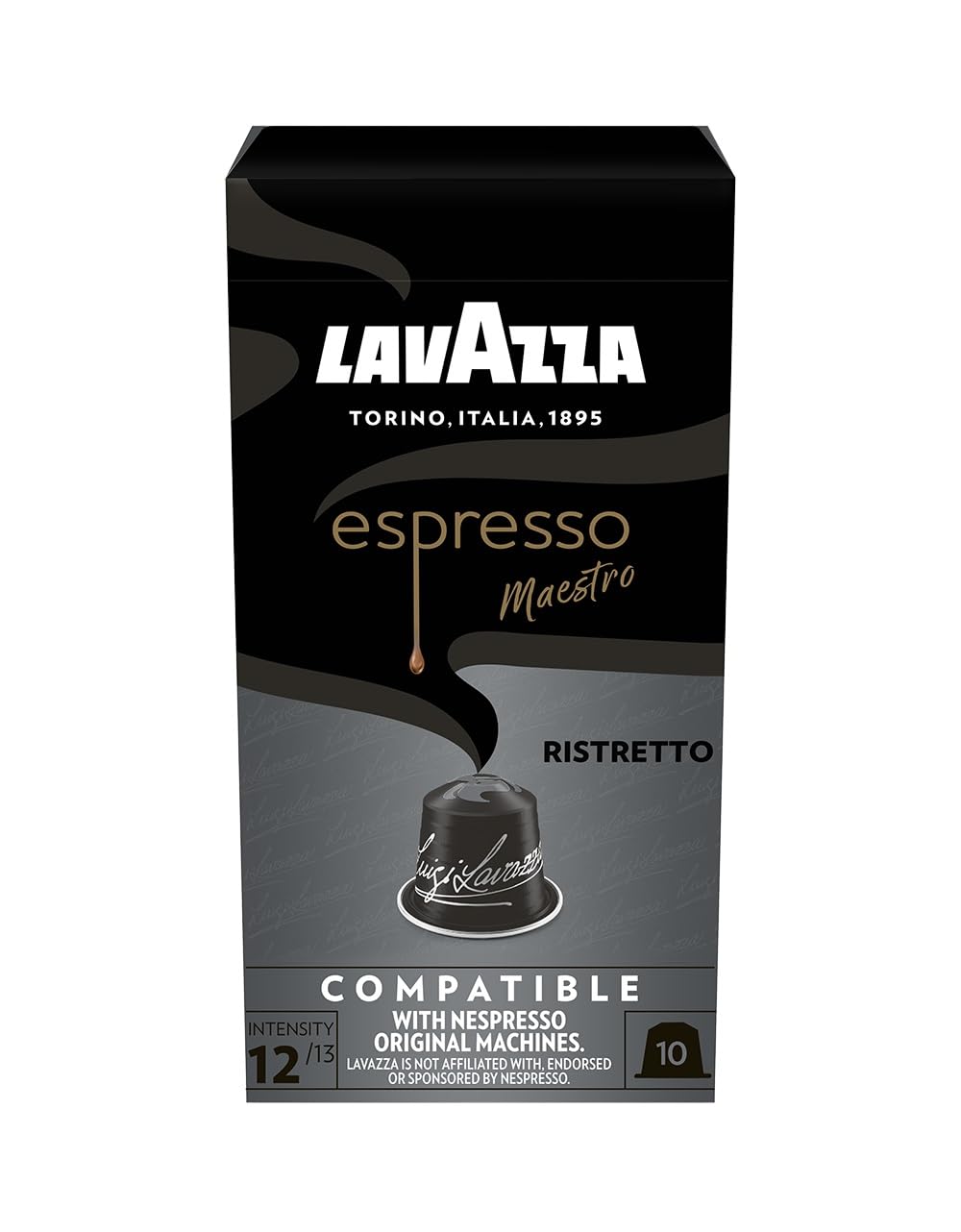 Lavazza dark-roast Espresso Ristretto, intensiv und vollmundig, 10 Kapseln, Nespresso kompatibel