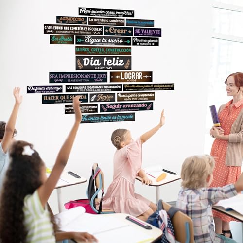 gisgfim 23Pcs Inspirational Bulletin Board Decorations Motivational Banners for Classroom Laminated Quote Positive Affirmation Motivational Banners with Welcome Sign for School Office(Spanish English) - Image 7