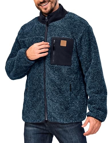 Little Donkey Andy Men's Fleece Lined Jacket Fuzzy Sherpa Full Zip Thermal Coat Lightweight Outwear for Fall Winter