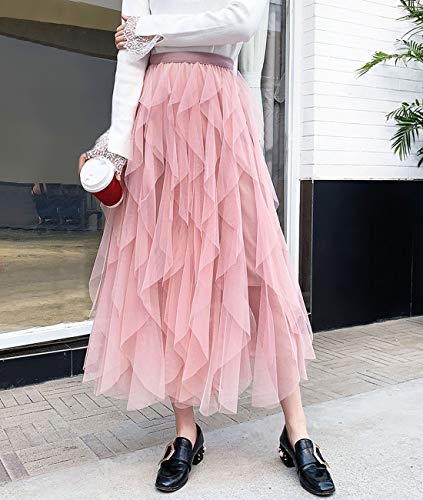 Femiserah Women's Long Rainbow A Line Tulle Tutu Skirts Tiered Skirt Petticoat4