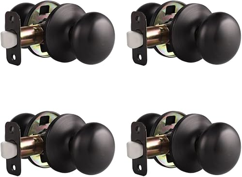 Miniatura 1 de Probrico Perillas de puerta de armario de pasillo, cerradura de puerta de paso en bronce aceitado para puerta interior, mango de bola redonda,