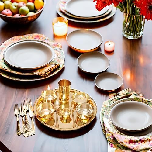 Amazon.co.jp: インドの食器、真鍮製の伝統的なディナーセット