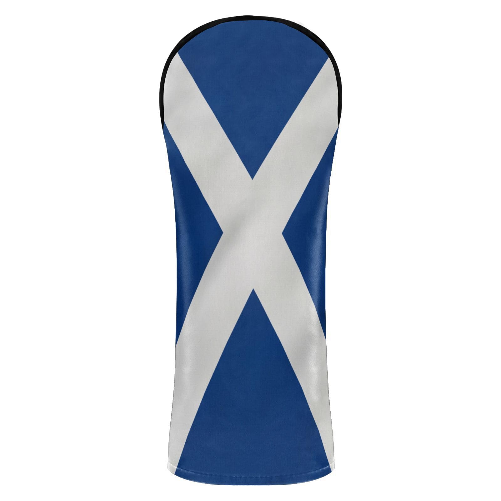 Scotland Flag Scottish National Blue Golf Club Cover Set Premium Leather Waterproof Headcover with Number Tags for Fairway Wood Hybrid
