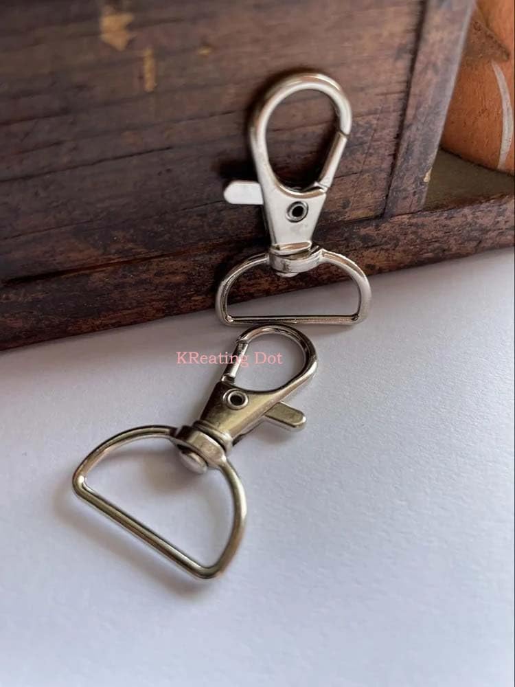 10 Pieces D-Hook Lobster Clasp Swivel Snap Hooks, 1 Inch x 1.5 Inch Heavy Duty Metal Trigger Clips for Keychain, Bag, Purse, Belt, Dog Leash, Lanyard, DIY Craft Accessories (D-Hooks-10) 2