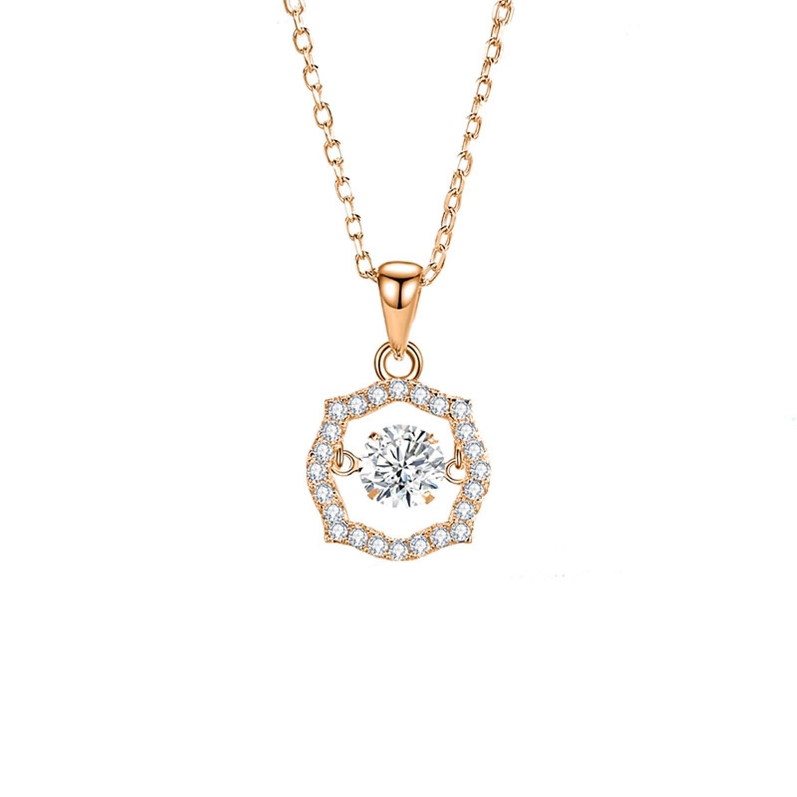 Collares de moissanita de oro blanco de 9K/14K/18K para mujer, collar hueco de halo con borde ondulado para mujer