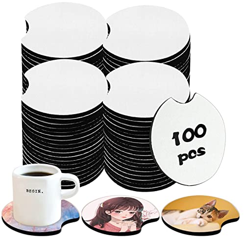 100 PCS Sublimation Blank Car Coasters, 2.75 in Circular Opening Blank Sublimation Coasters for Thermal Sublimation DIY Crafts,Car Coasters.