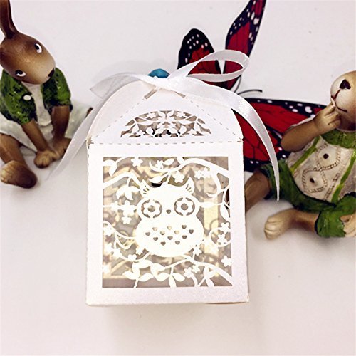 Saitec 50Pcs Owl Baby Shower Candy Box Birthday Party Decorations Kids Souvenirs-Baby-Shower Gift Box Event Party Supplies #TOP12