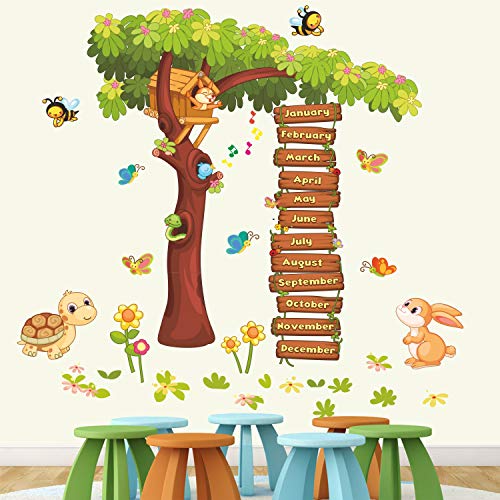 StickMe-Months-of-the-Year-Kids-Learning-Education-Nursery-School-Kinder-Garden-Wall-Sticker-110cm-x-100cm-Multicolour-vinyl-Botanical