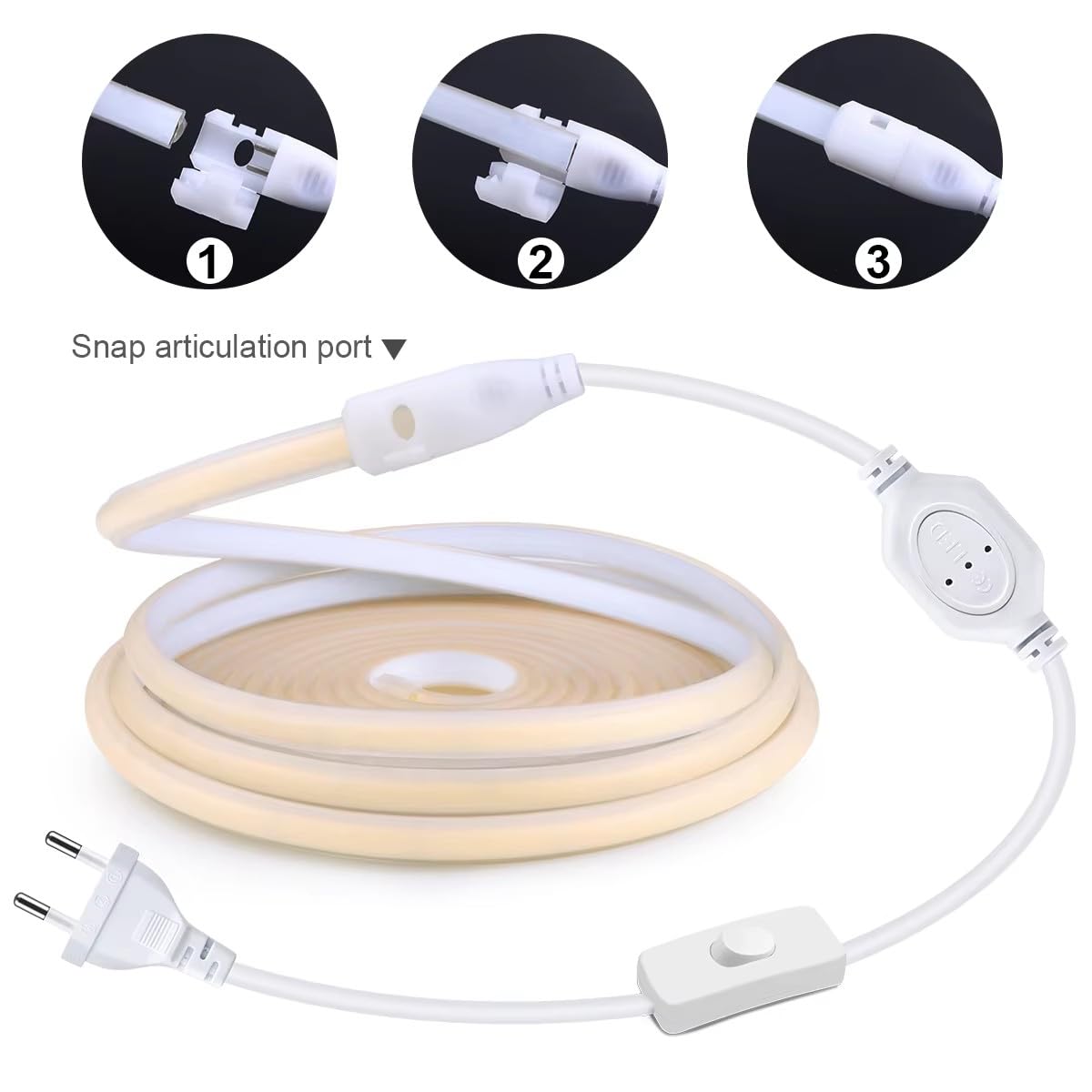 Taśma LED, COB Neonowa taśma LED, jasna opaska Led 220 V, wodoodporna z przełącznikiem, LED Strip Light (niebieska, 35 m)