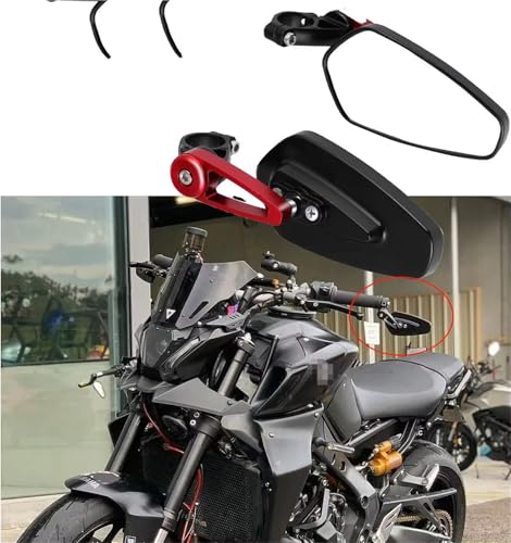Espejo retrovisor lateral para motocicleta CNC en acabado premium rojo 3