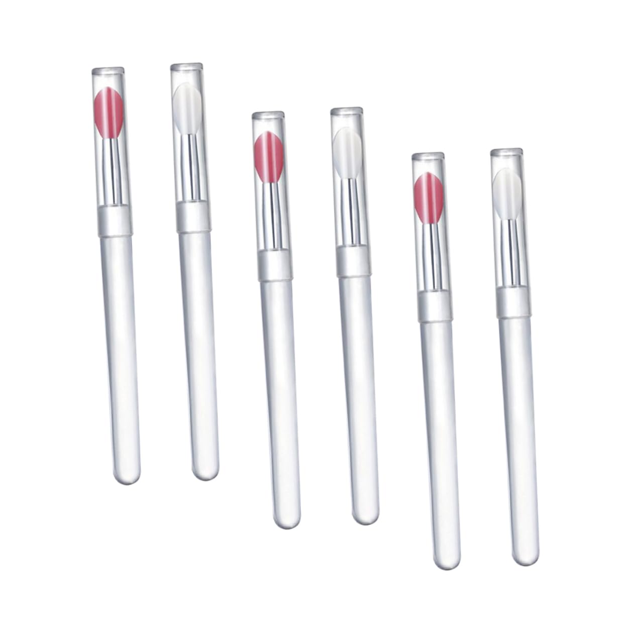BIUDECO Ergonomic Silicone Lip Brush Set 6pcs Reusable Lipstick Applicator Caps for Beauty
