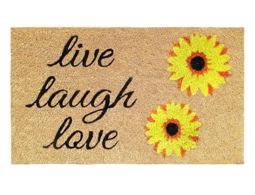 Banzaii Zerbino per Interno Esterno Casa, Tappeto Cocco con Retro Antiscivolo 40x70 cm – Girasoli