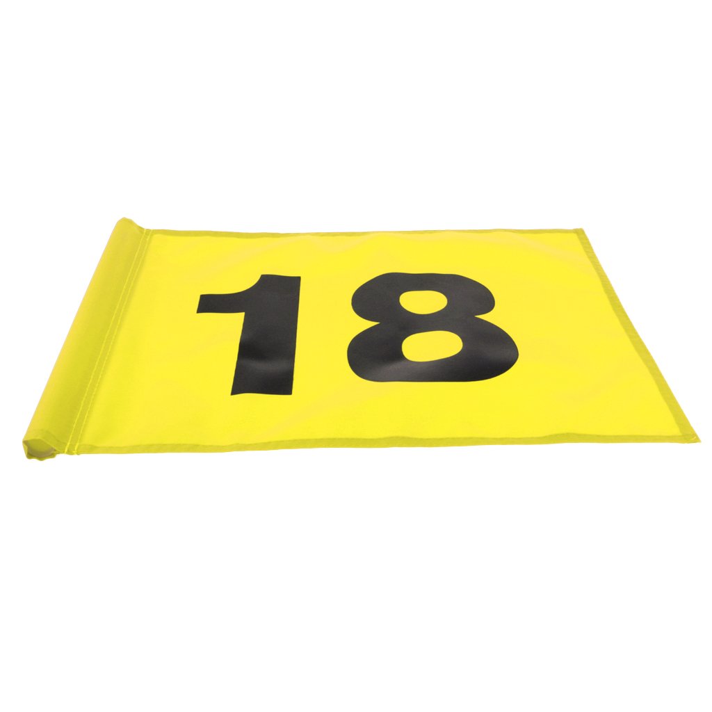 Formation De Pratique Professionnelle De Golf Professionnel en Nylon Durable De Drapeau De Golf Mettant Le Fanion De Bannière De Drapeau Vert avec Le - Jaune avec Le Numéro 18, 51 x 36cm