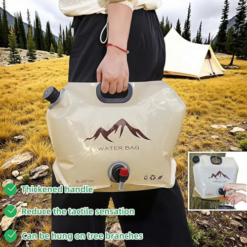 Chinshwehaw Outdoor Collapsible Water Jug, Cantimplora Plegable de 8 litros, Color Khaki, Material Polietileno, Tapa de Rosca, Libre de BPA miniatura 6