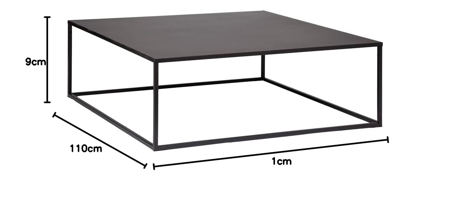 Atmosphera - Tavolino quadrato Gota, acciaio nero, 100 x 100 x 36 cm - Per soggiorno, ufficio